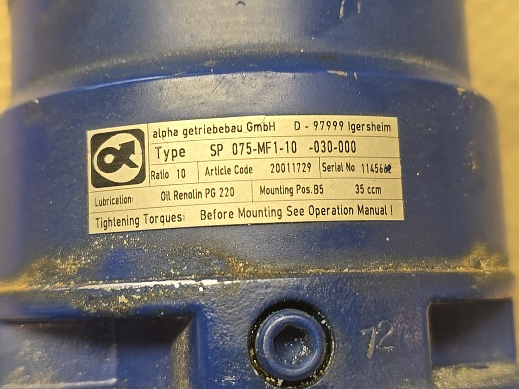 Wittenstein Alpha Gearbox Reducer SP 075-MF1-10 -030- 000 1:10 Ratio = 10  