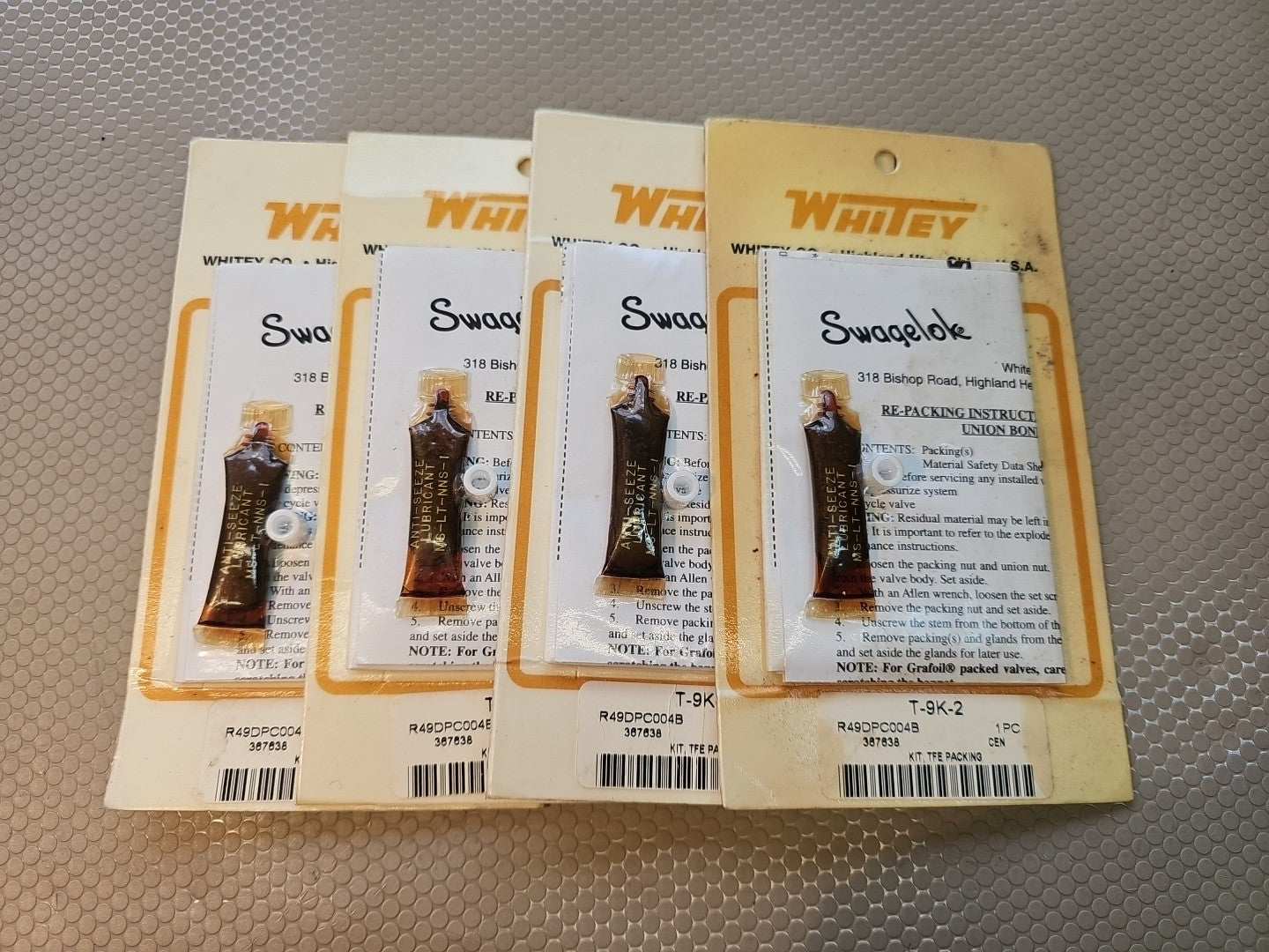 LOT OF 4 NEW SWAGELOK T-9K-2 STEM PACKING KIT TFE PACKING 