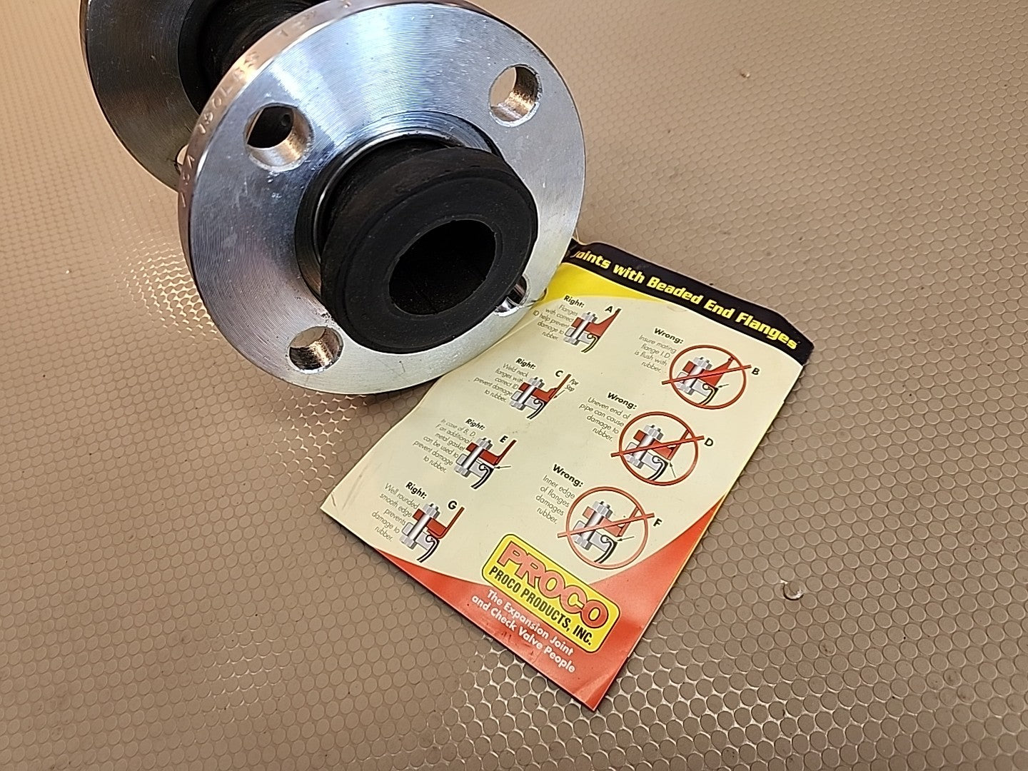 NEW Proco 240AV/EE EPDM Expansion Joint 2" x 6" W/ Beaded End Flanges