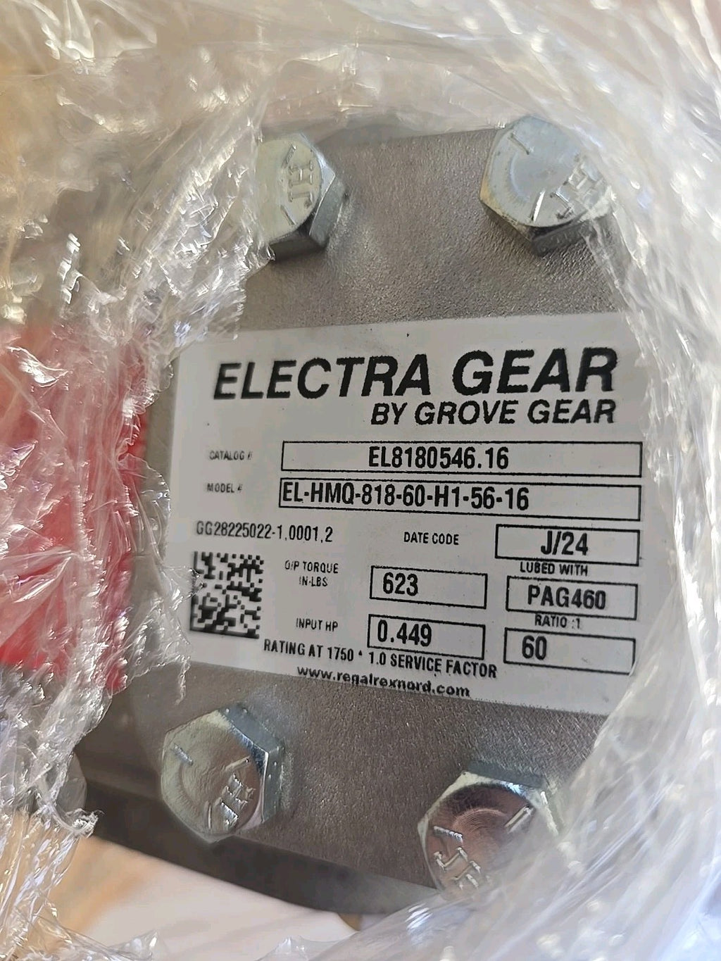Grove Electra Gear EL-HMQ-818-60-H1-56-16 Worm Gear Reducer 60:1 Ratio 56C  NEW