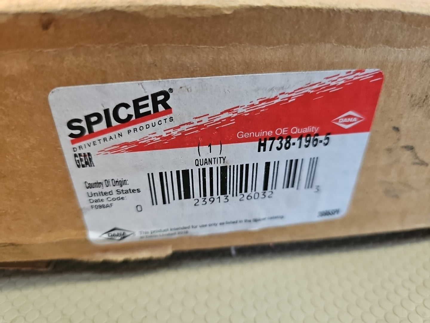 NEW Open Box Dana H738-196-5 Dana Spicer Gear