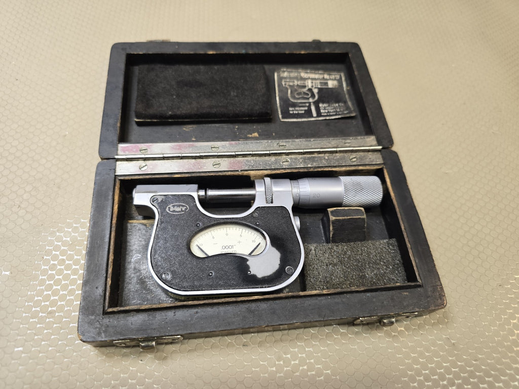 Geo Scherr Co. Carl Mahr Screw Gauge Micrometer, 1/10000" Scale, Made in Germany