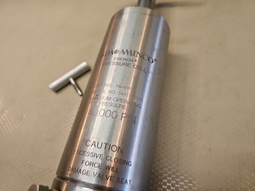 SLM AMINCO THERMO ELECTRON FRENCH PRESSURE CELL, MODEL FA-030, 40,000 PSI $7500