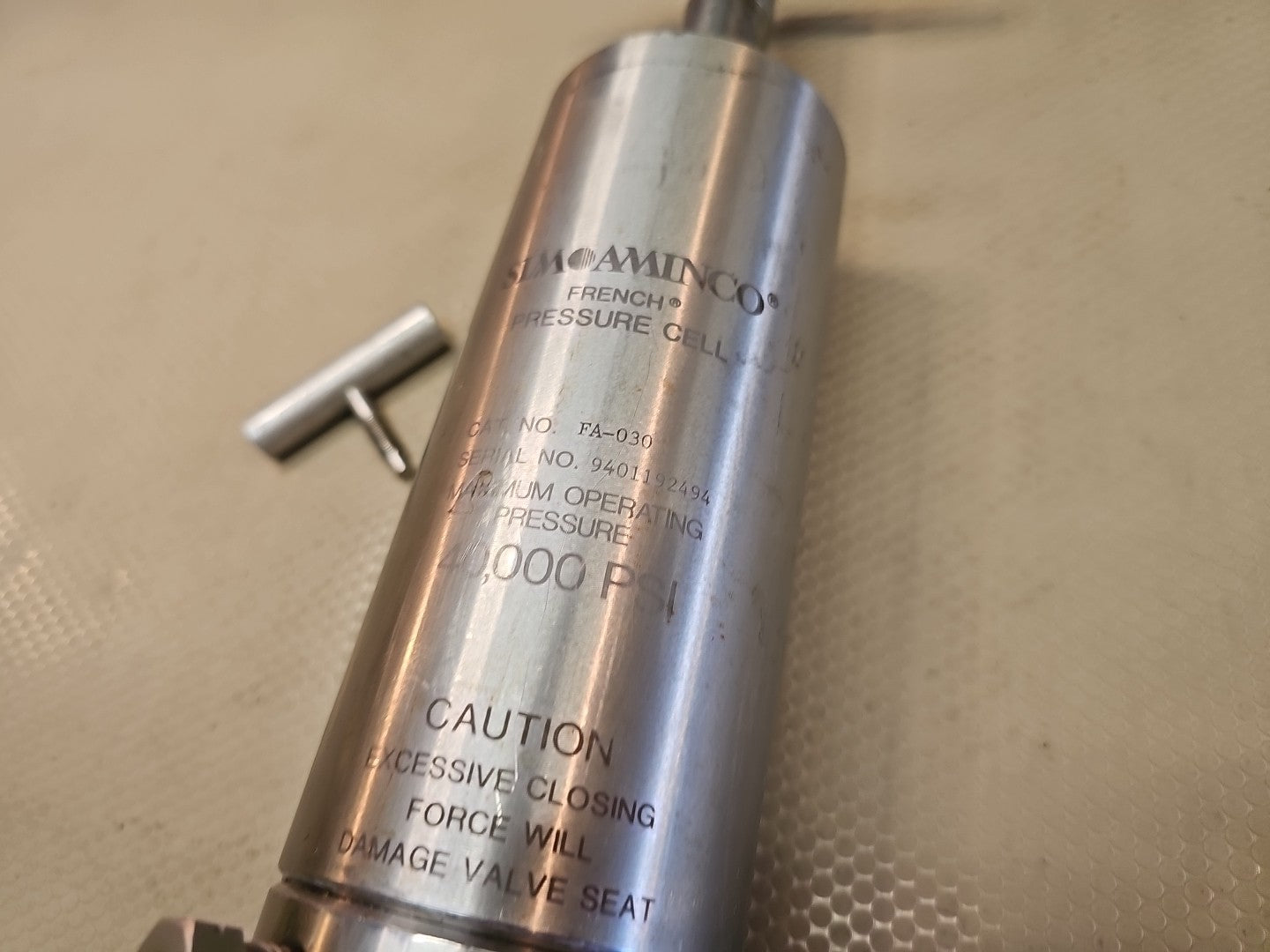 SLM AMINCO THERMO ELECTRON FRENCH PRESSURE CELL, MODEL FA-030, 40,000 PSI $7500