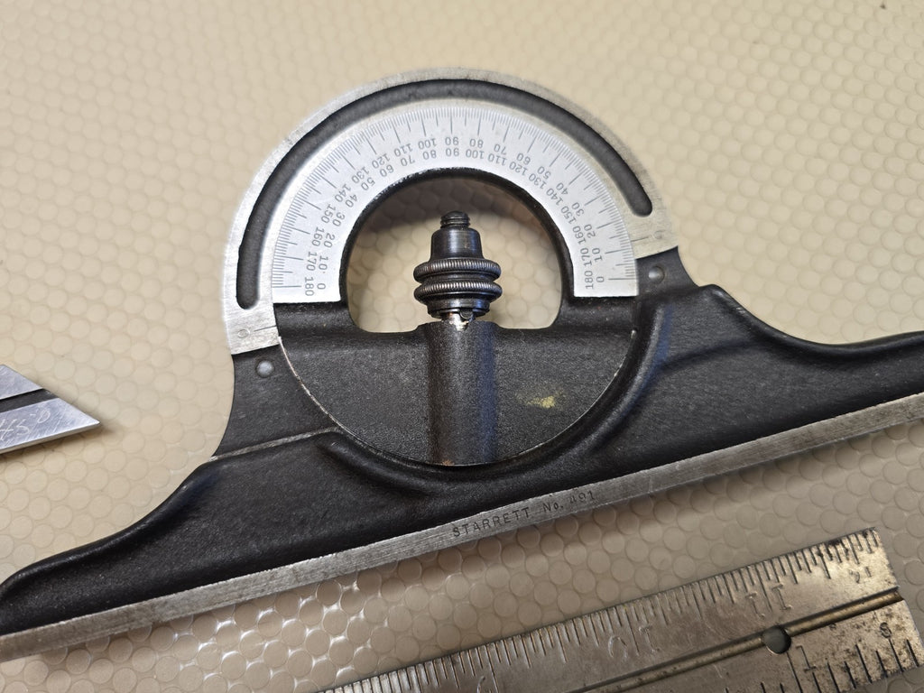 Starrett Combination Square w/No. 491 Protractor/Center Head/No. 4 12" Rule  263