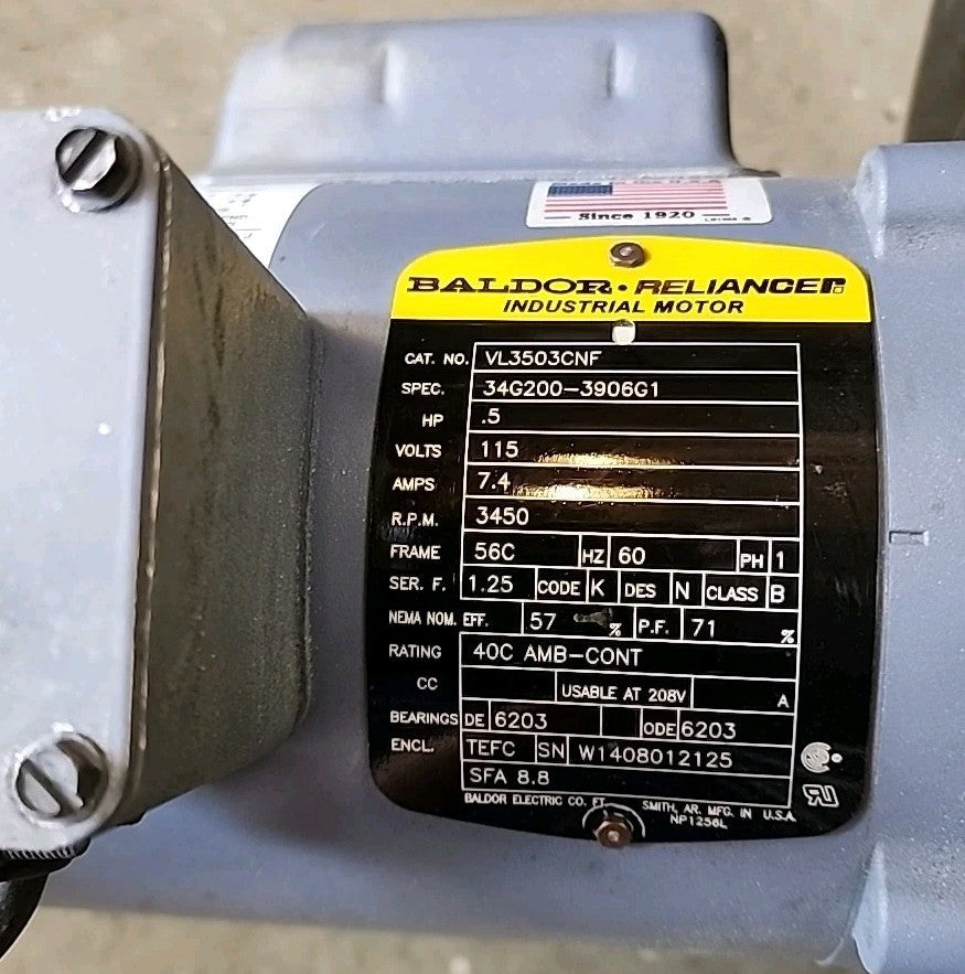 Baldor VL3503CNF PB9 Blower Fan Dust Control Unit Dust Collector Fan Made in USA