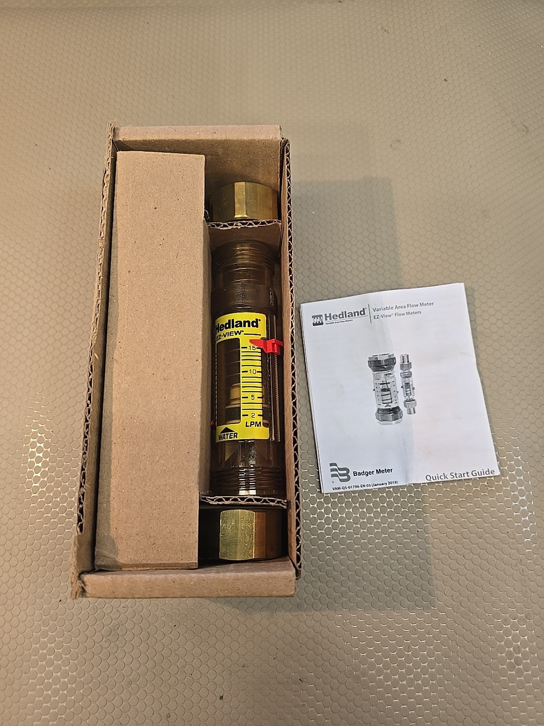 HEDLAND H624-604-R Flowmeter,1/2 FNPT,0.5-4 GPM 6JFX6 NEW & Complete