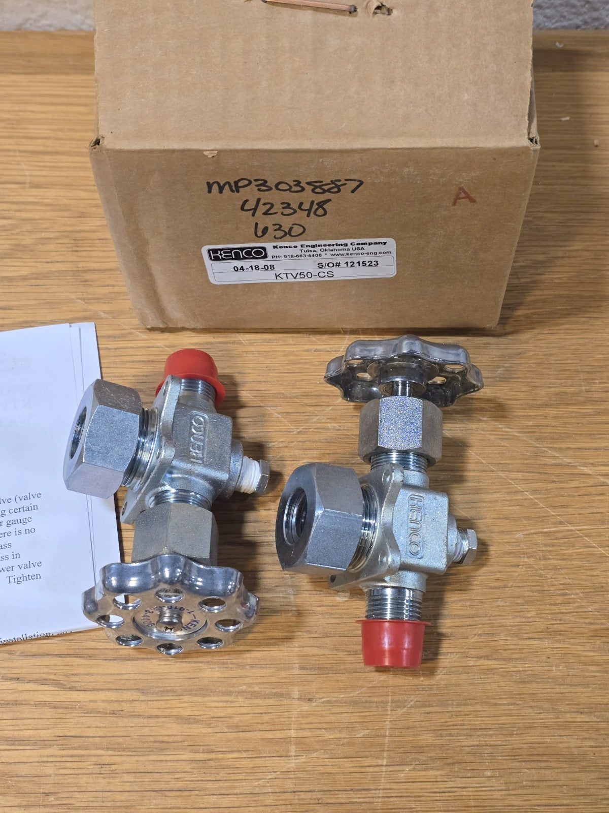 Kenco 1/2" Tubular Valve KTV Series KTV50-CS-V Set Of 2 NEW