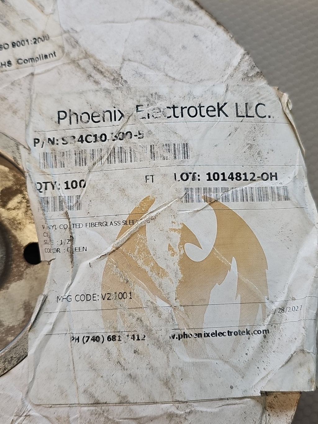 Phoenix Electrotek Vinyl Coated Fiberglass Sleeving- C1  1/2" S34C10.500-5