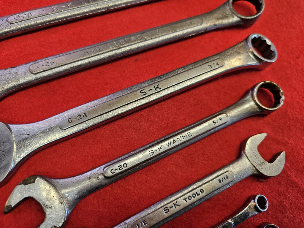 SK Wayne Tools Wrench Set Forged in USA Open End SAE Large Sizes 7/8 13/16 3/4 7