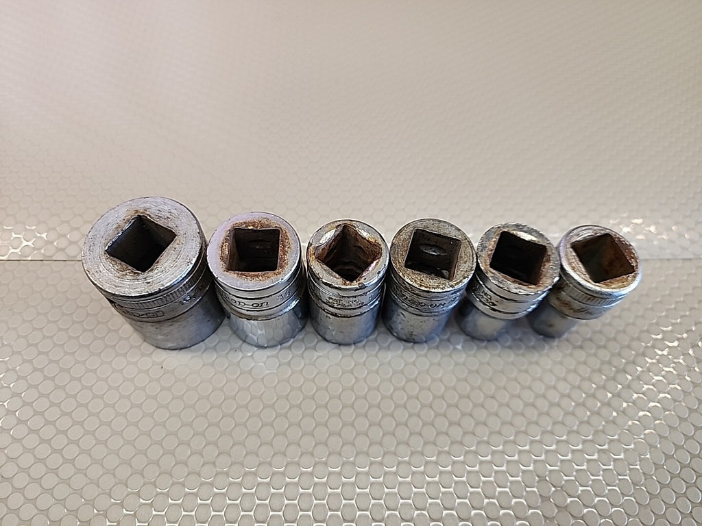 Vintage Snap On Socket Set 6pc 1/2" Dr 12Pt SAE Shallow 