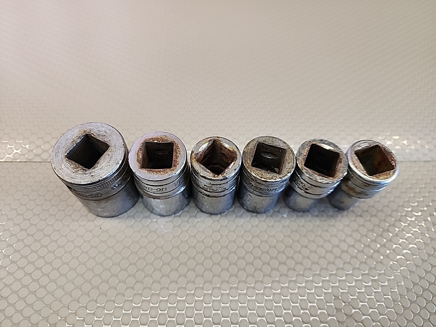 Vintage Snap On Socket Set 6pc 1/2" Dr 12Pt SAE Shallow 