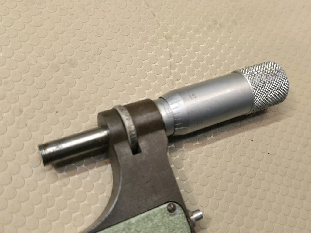 VIS 1–2 Inch Dial Micrometer .0001 Graduation With Wood Case Made In Poland