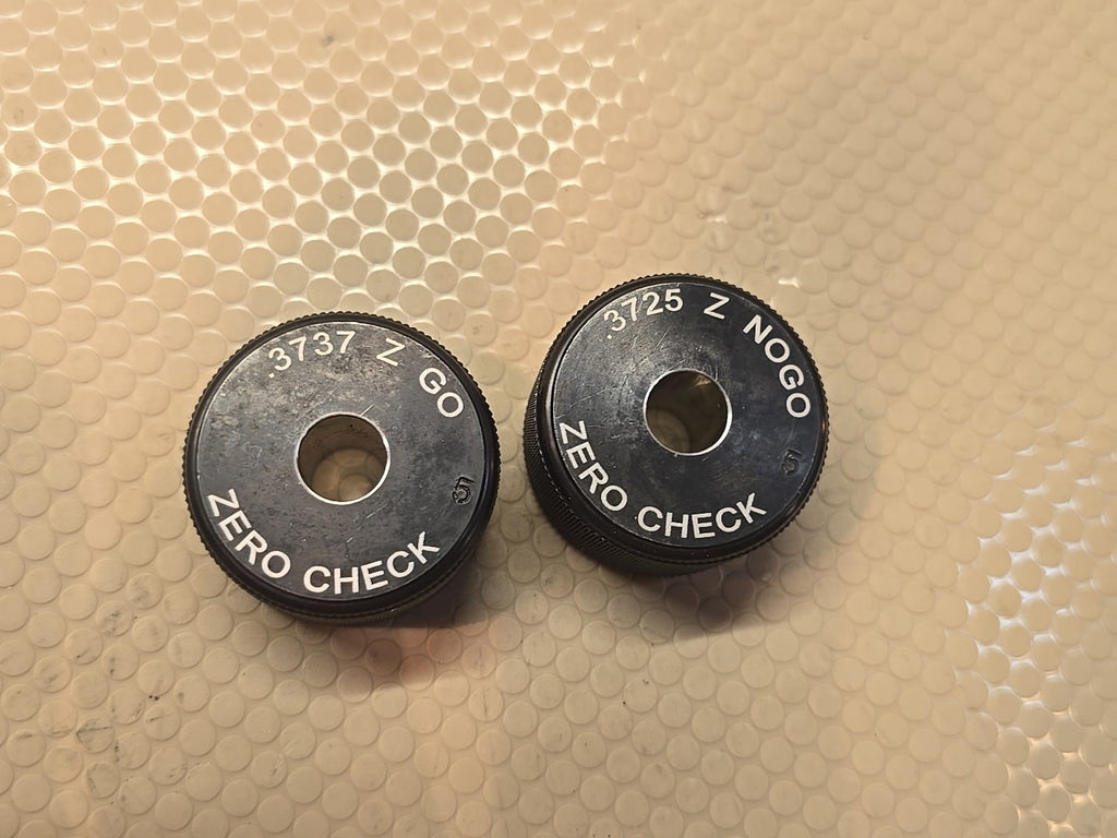 Zero Check .3740 .3780 GO NOGO Gauge Set Bore Gage Micrometer Setting Machinist