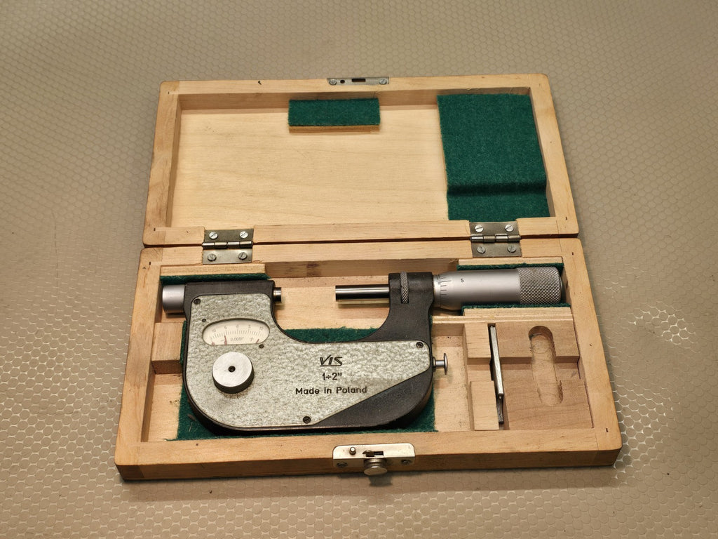 VIS Poland 1-2” Indicating Micrometer .0001” In Wood Box *EXCELLENT SHAPE*