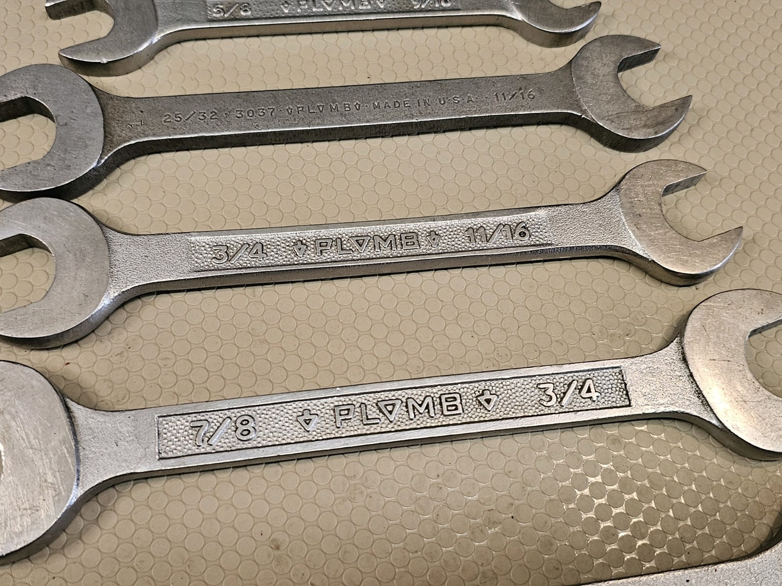 Vintage Plumb Plomb Plvmb Open End Wrench 8pc Set SAE Large 1-1/16" to 7/16
