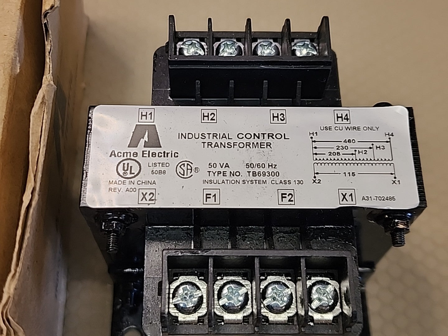 Acme Transformer TB-69300 Industrial Control Transformer 50VA 50/60Hz