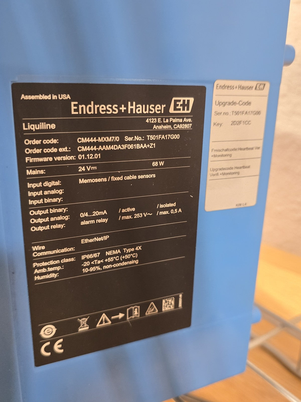 Endress+Hauser Liquiline CM444-MXM7/0 Transmitter w/ Memosens CPS77E & CPS11E pH