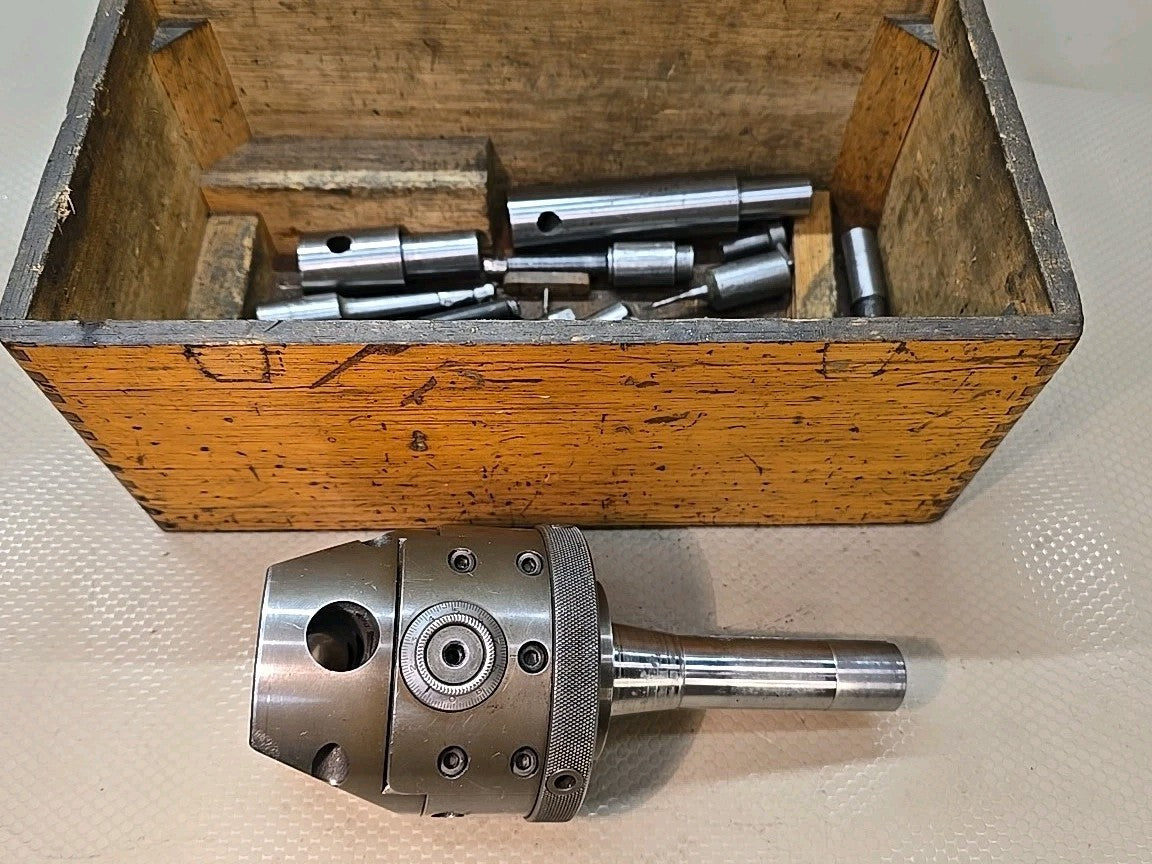 Enco Gamet R8 Boring & Facing Head 3/4" Bar + Wood Case + Tooling Diameter Body