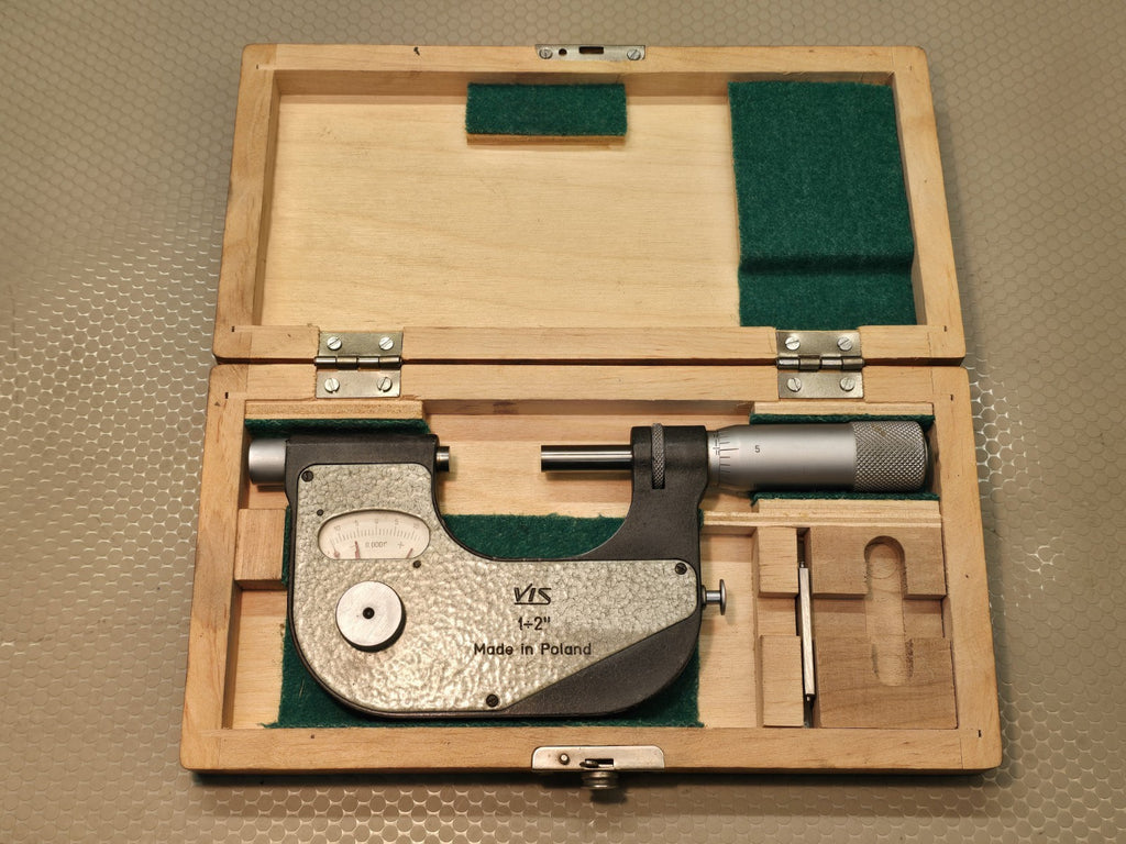 VIS Poland 1-2” Indicating Micrometer .0001” In Wood Box *EXCELLENT SHAPE*