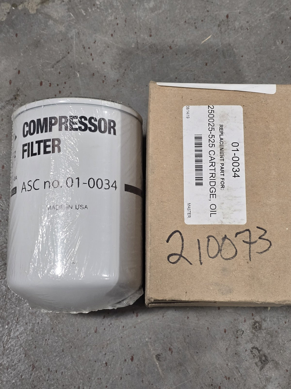ASC 01-0034 Compressor Oil Filter Cartridge Replaces Sullair 250025-525