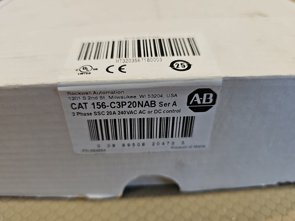 Allen Bradley 156-C3P20NAB Ser A Phase SSC 20A 240Vac 5-32VDC Control Ser A