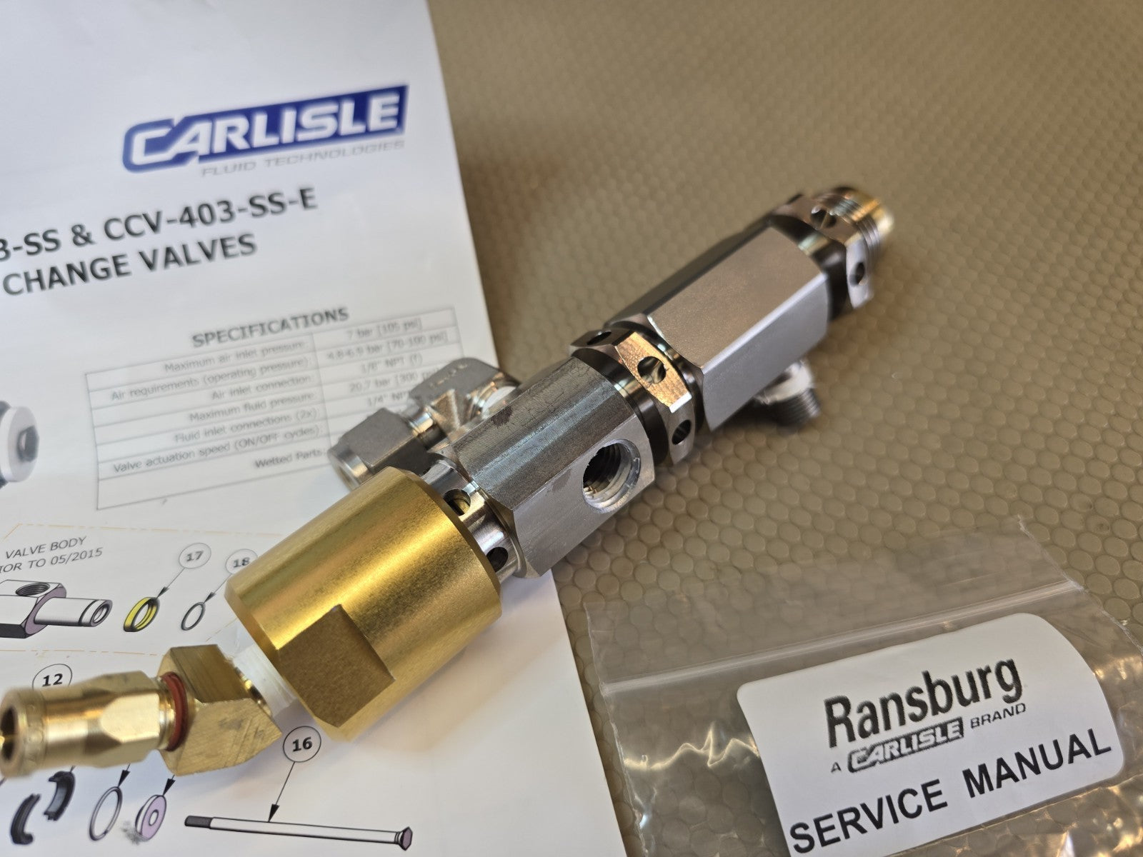 NEW RANSBURG CARLISLE Color Changing Valve CCV-403-SS / 403-SS-E