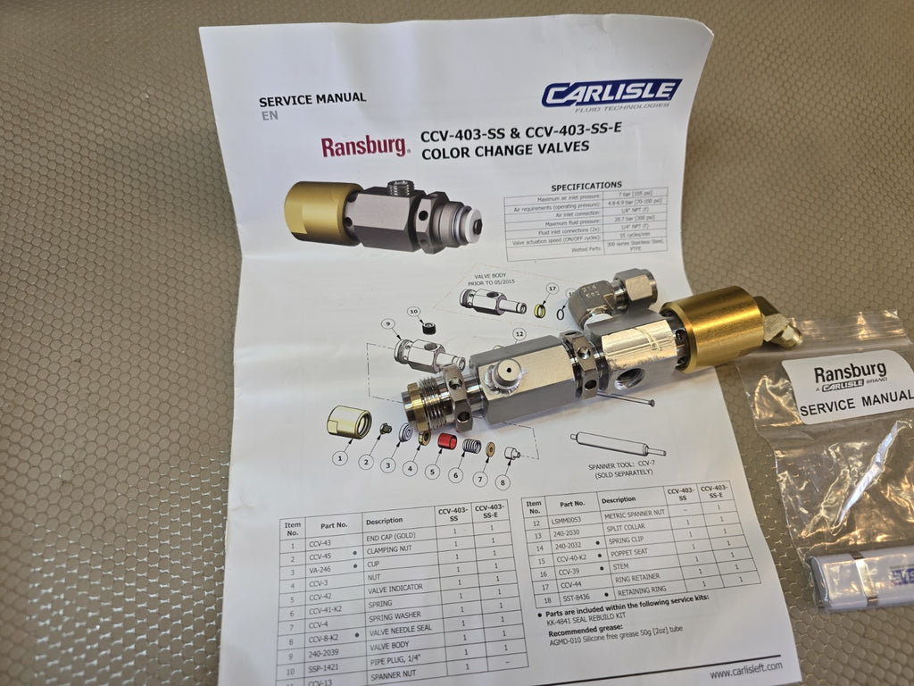 NEW RANSBURG CARLISLE Color Changing Valve CCV-403-SS / 403-SS-E