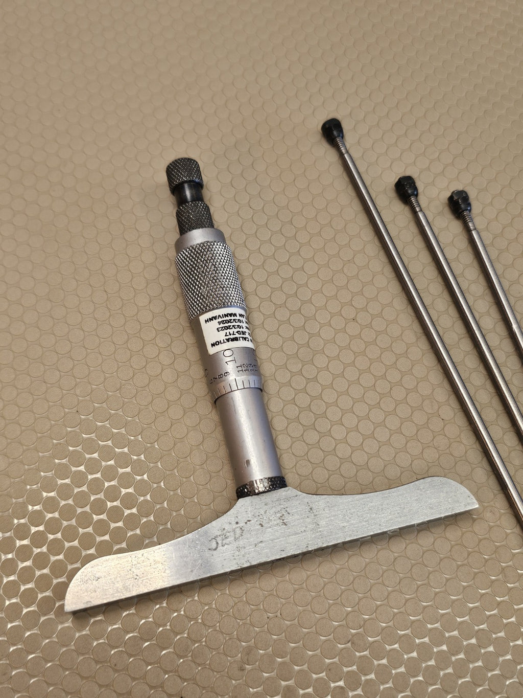 L.S. Starrett Depth Micrometer Gauge 449 USA, Wood Case with Rods