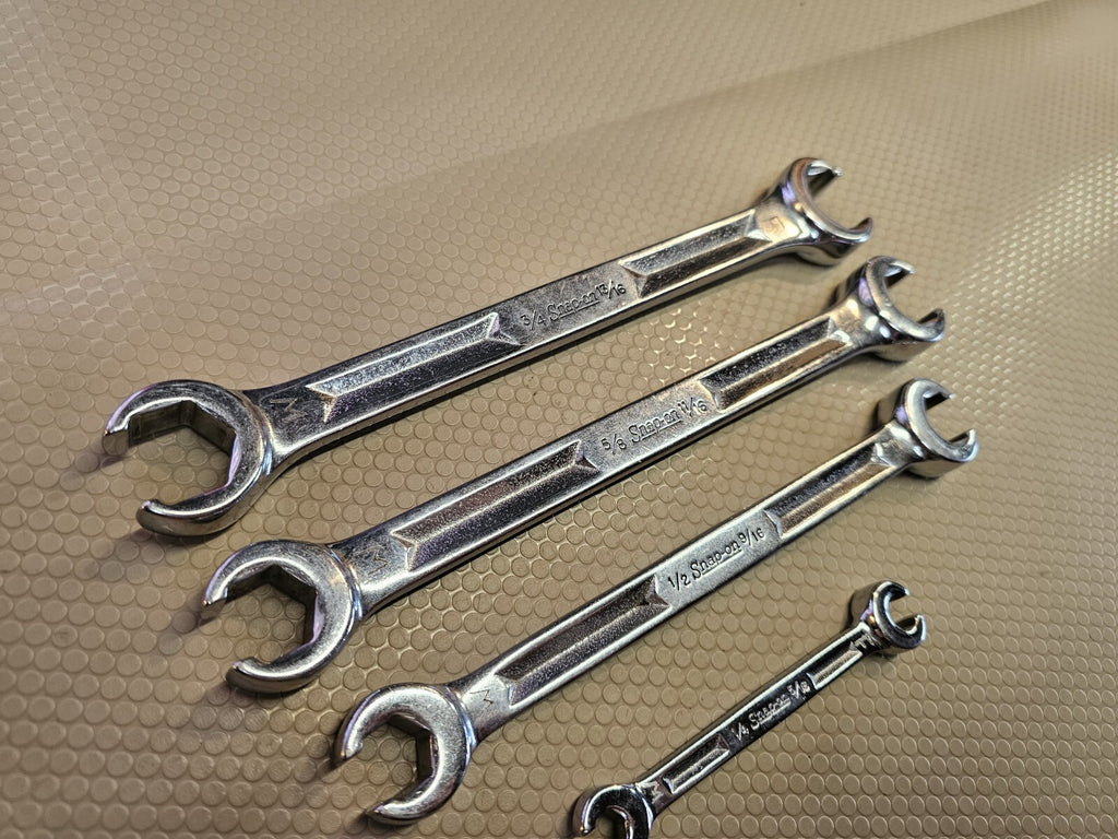 Snap On 4 Pc Double End Flare Nut Wrench Set 1/4 13/16 6Pt Line Wrench Set SAE
