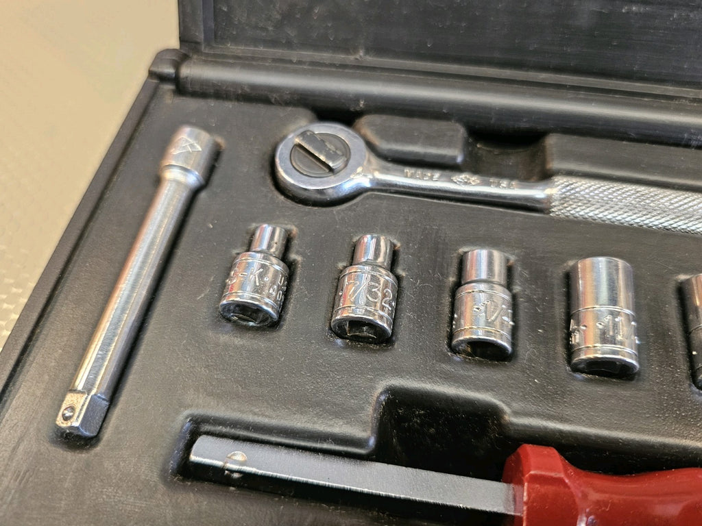 SK Tools SAE 9 Piece 1/4 Inch Drive Socket Set Ratchet General Service Standard