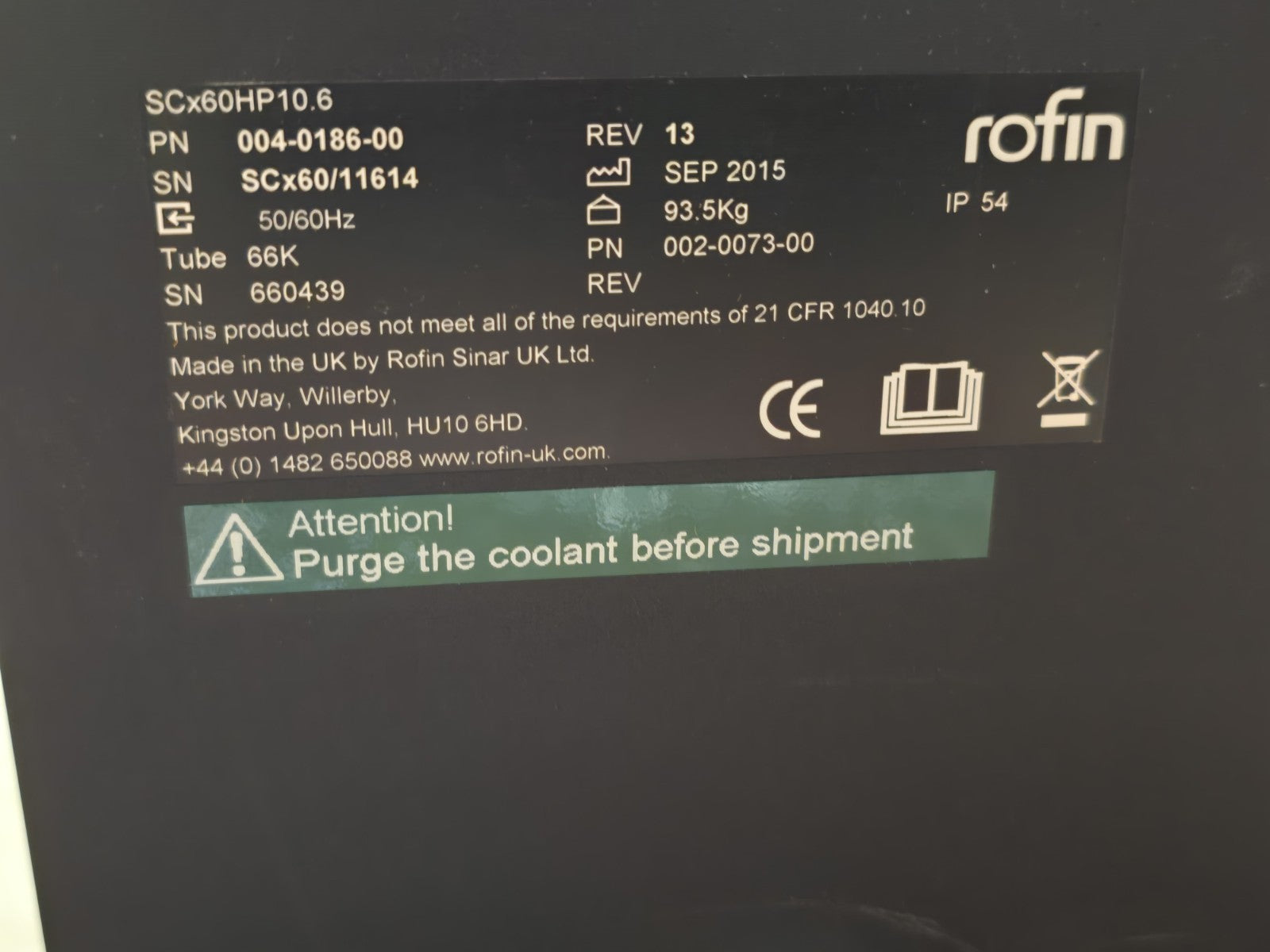 Rofin SCx60 HP10.6 Industrial CO2 Laser Source 004-0186-00 600W Resonator