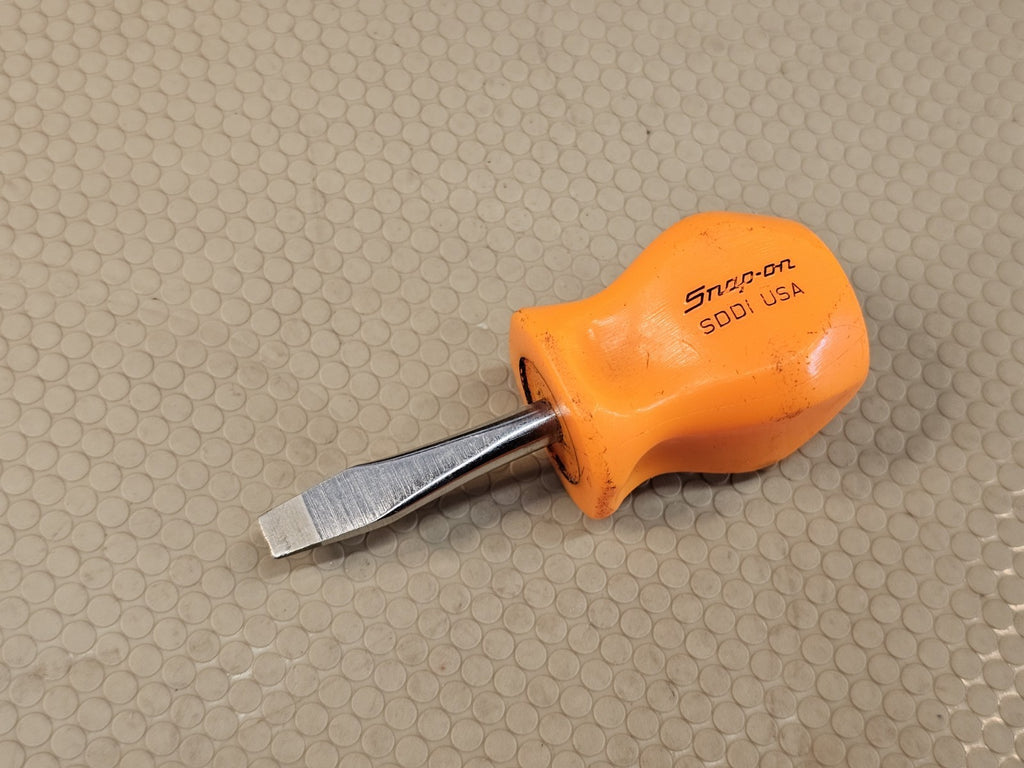 Snap-on SDD1 1/4" x 1-1/2" Hard Orange Handle Flat/Slotted Stubby Screwdriver US