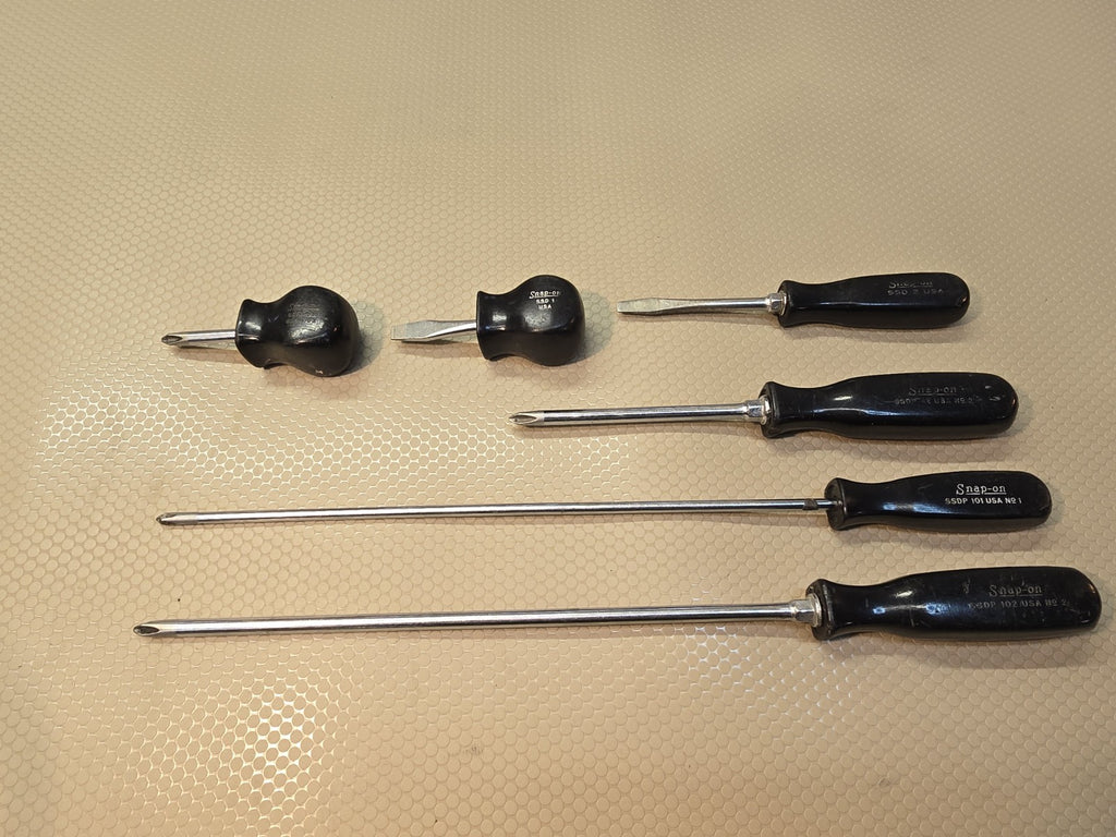 Snap On Screwdriver Set Black Hard Handle 6 pc Set SSD SSDD WITH STUBBYS