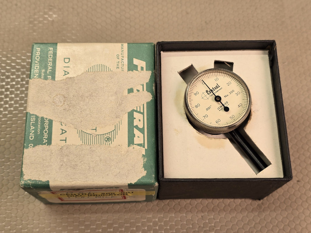 Central Tool Co. No. 200 Dial Indicator .001" Jeweled Flat Back USA