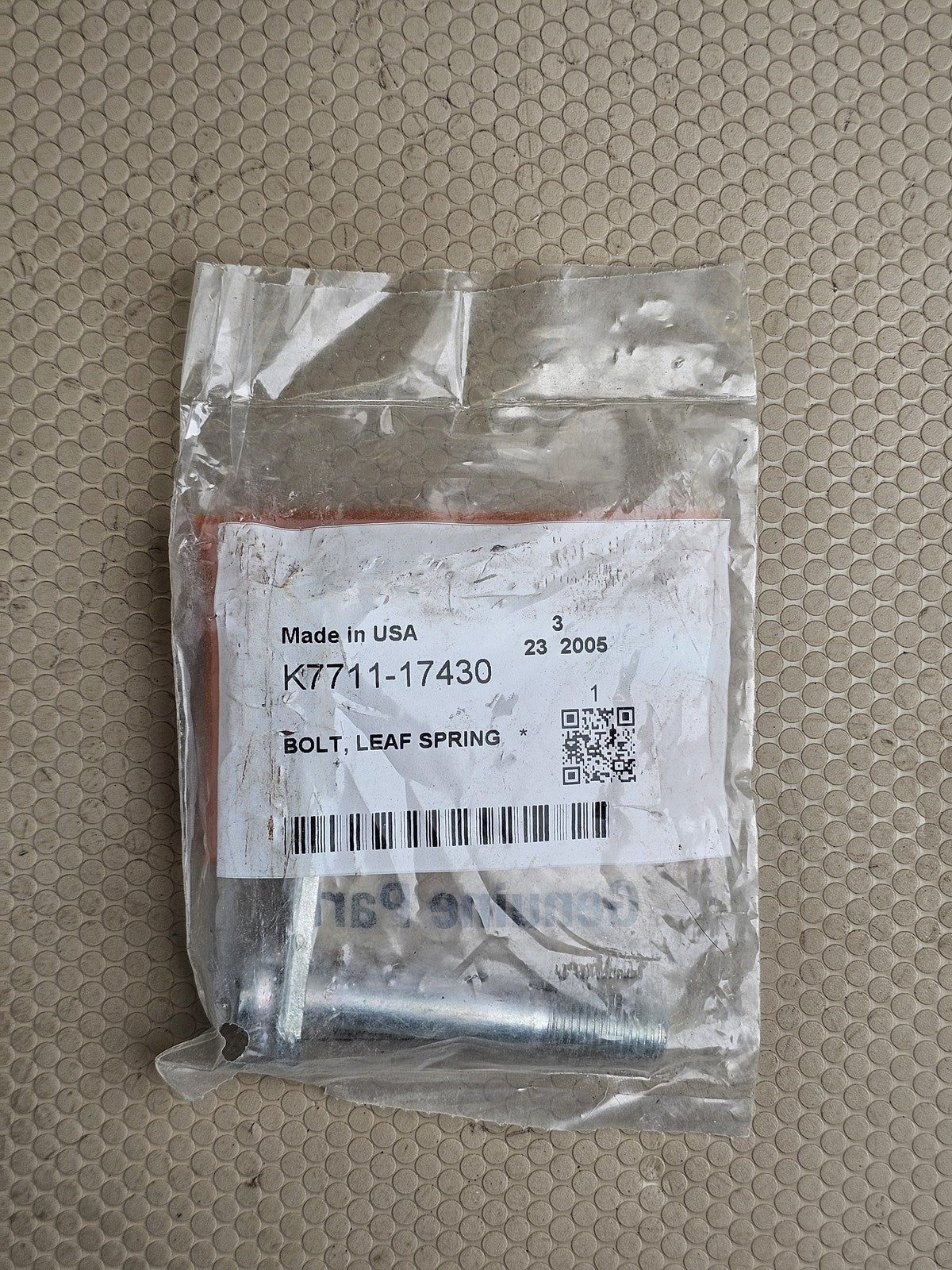 Kubota K7711-17430 Bolt, Leaf Spring for RTV900 RTV1100 RTV1140 NOS