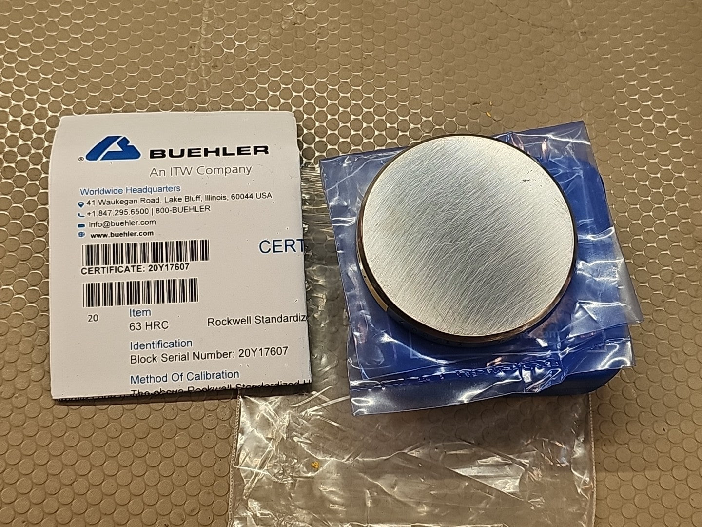 Test Block Rockwell 63HRC / 63.45 HRC RO.14 9203191 Buehler