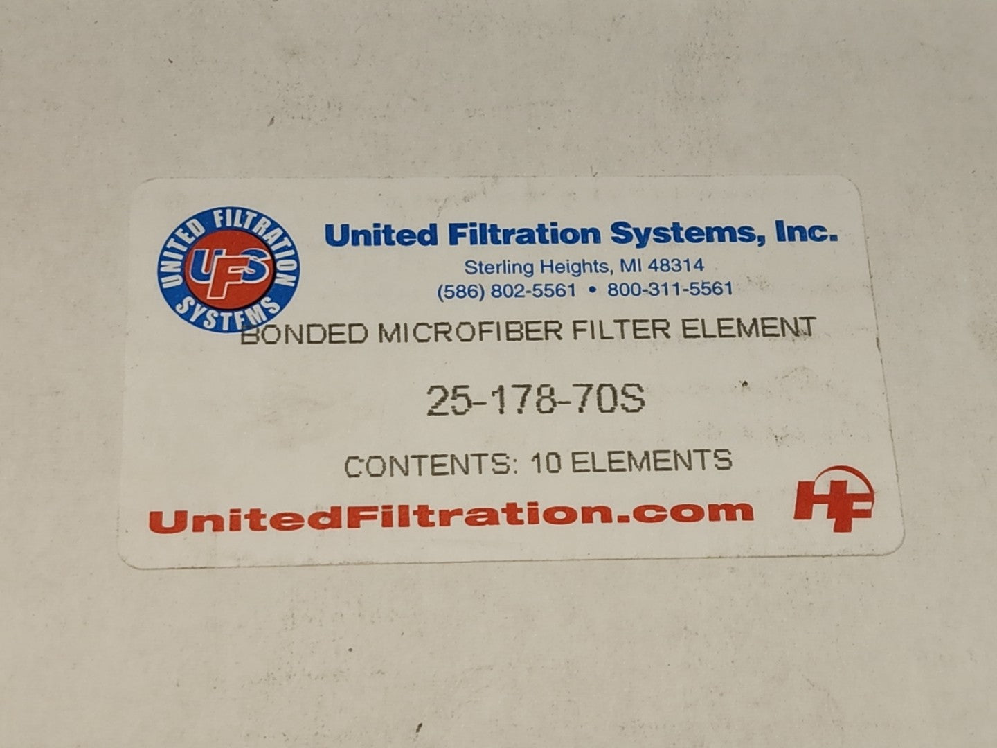 UNITED FILTRATION,25-178-70S,BONDED MICROFIBER ELEMENTS PACK OF 5PCS NOS