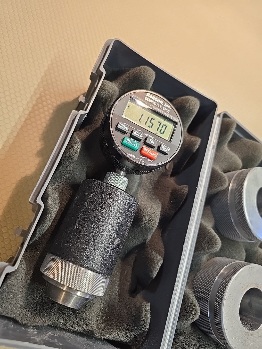 BARCOR 100-1-SPC DIGITAL ELECTRONIC COUNTERSINK GAGE CHAMFER + Ring Gage Go Nogo