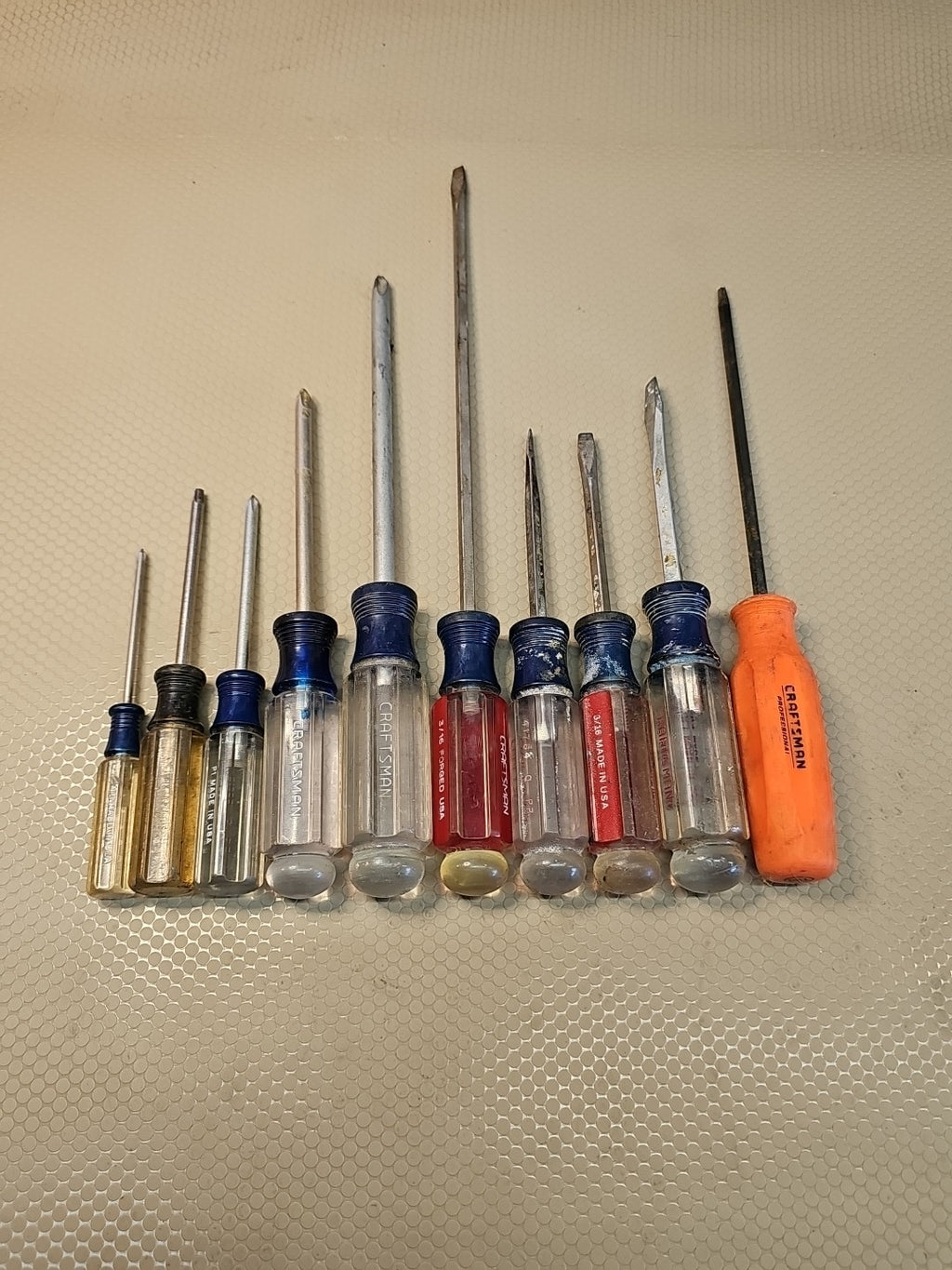 10 Piece Craftsman USA Screwdrivers Lot -  Flat Phillips WF Vintage Stubbys 