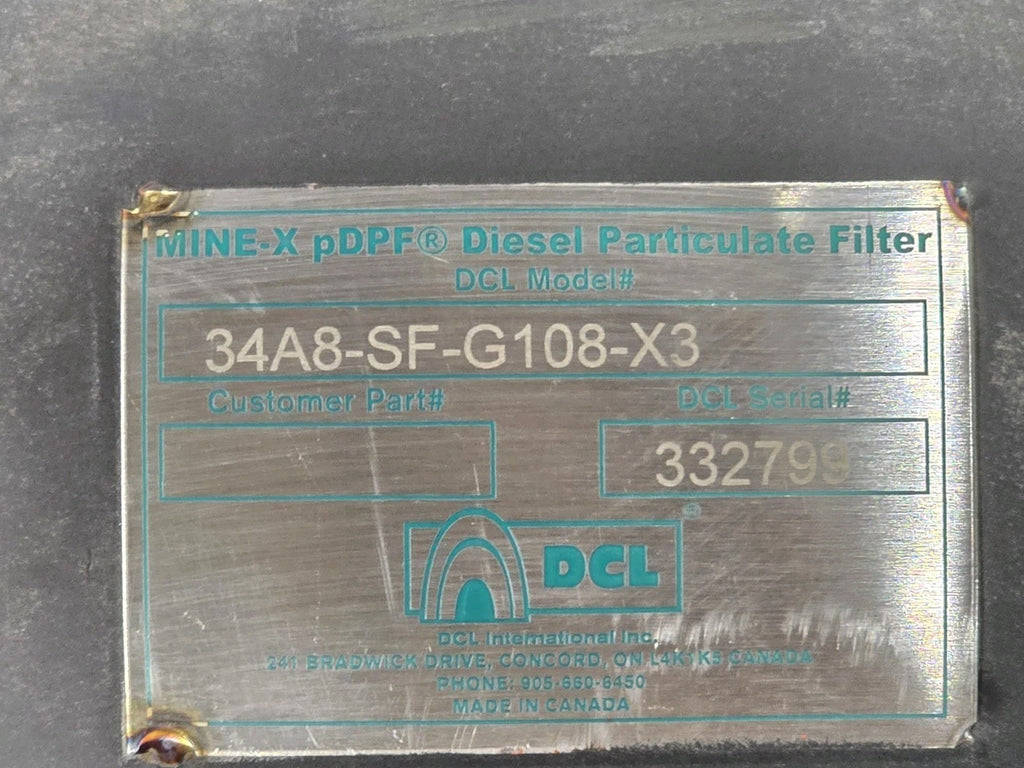 NEW DCL MINEX Diesel Particulate Filter DPF 34A8-SF-G108-X3 Canada Catalytic Con