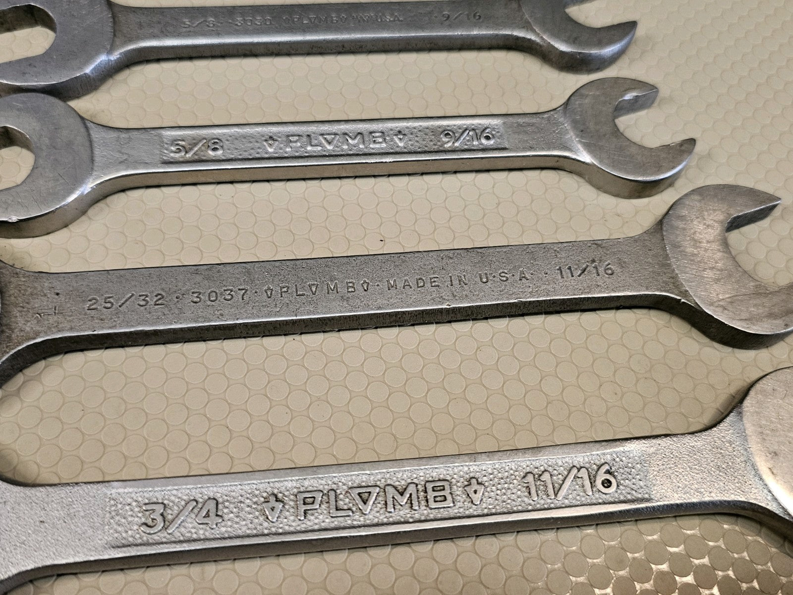 Vintage Plumb Plomb Plvmb Open End Wrench 8pc Set SAE Large 1-1/16" to 7/16