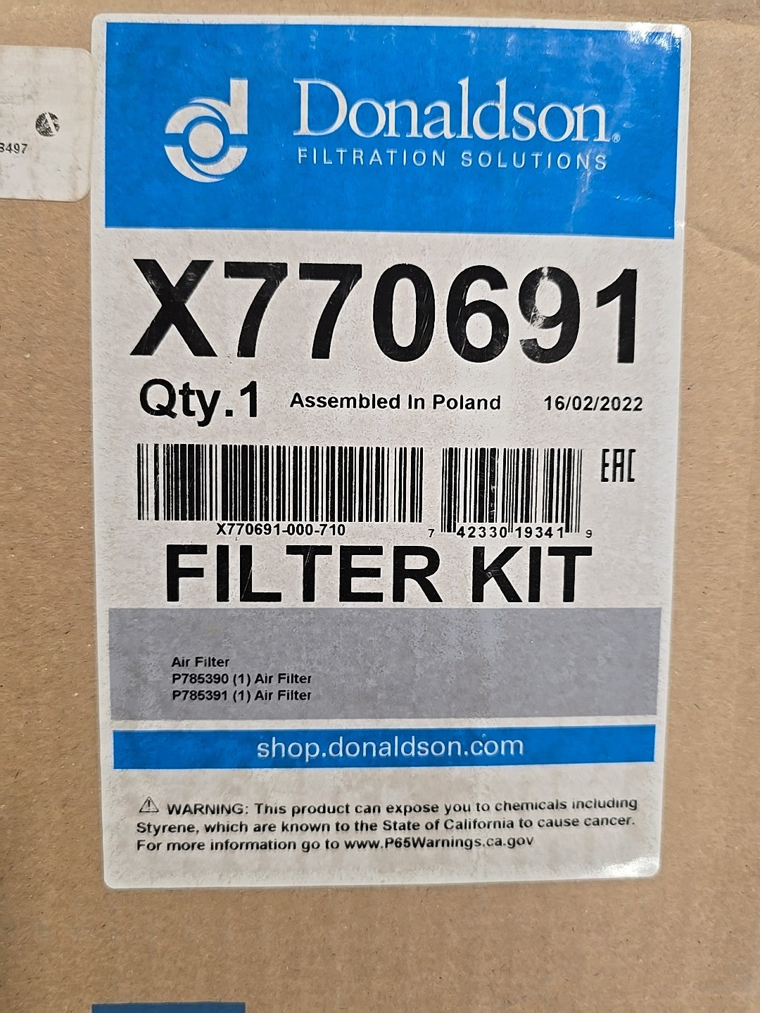 Donaldson X770691 Air Filter Kit Excavator Loader Bulldozer Genuine 