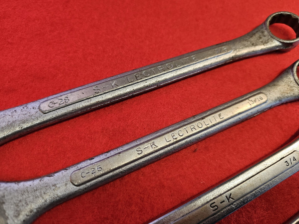 SK Wayne Tools Wrench Set Forged in USA Open End SAE Large Sizes 7/8 13/16 3/4 7