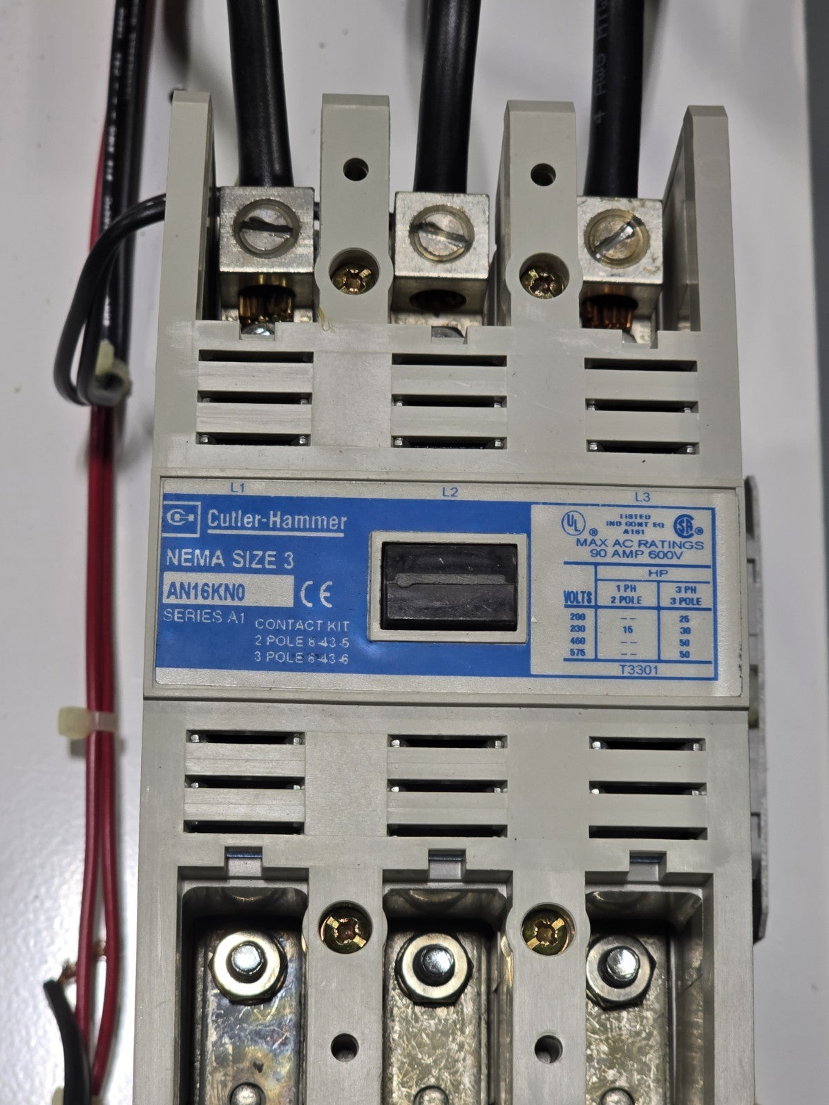 Cutler-Hammer AN16KN0 NEMA Size 3 Motor Starter 3-Phase 90A 600V w/ 100A Fuses