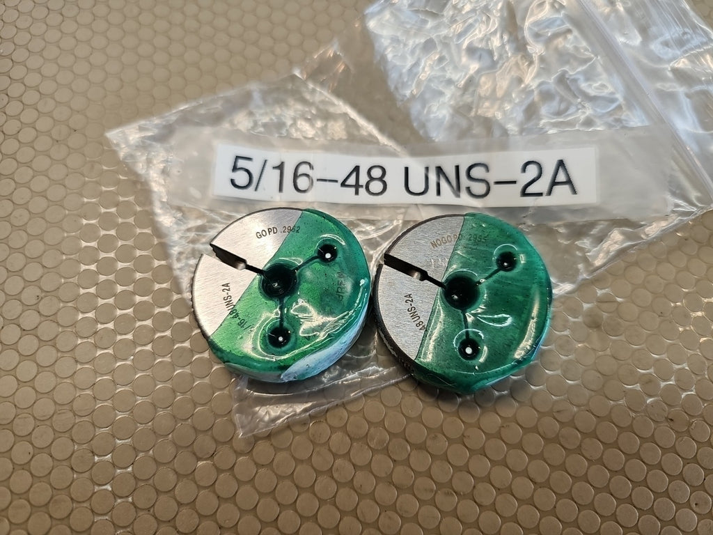 5/16 48 UNS 2A LEFT HAND THREAD RING GAGES .3125 GO NO GO P.D.'S = .2982 & .2955
