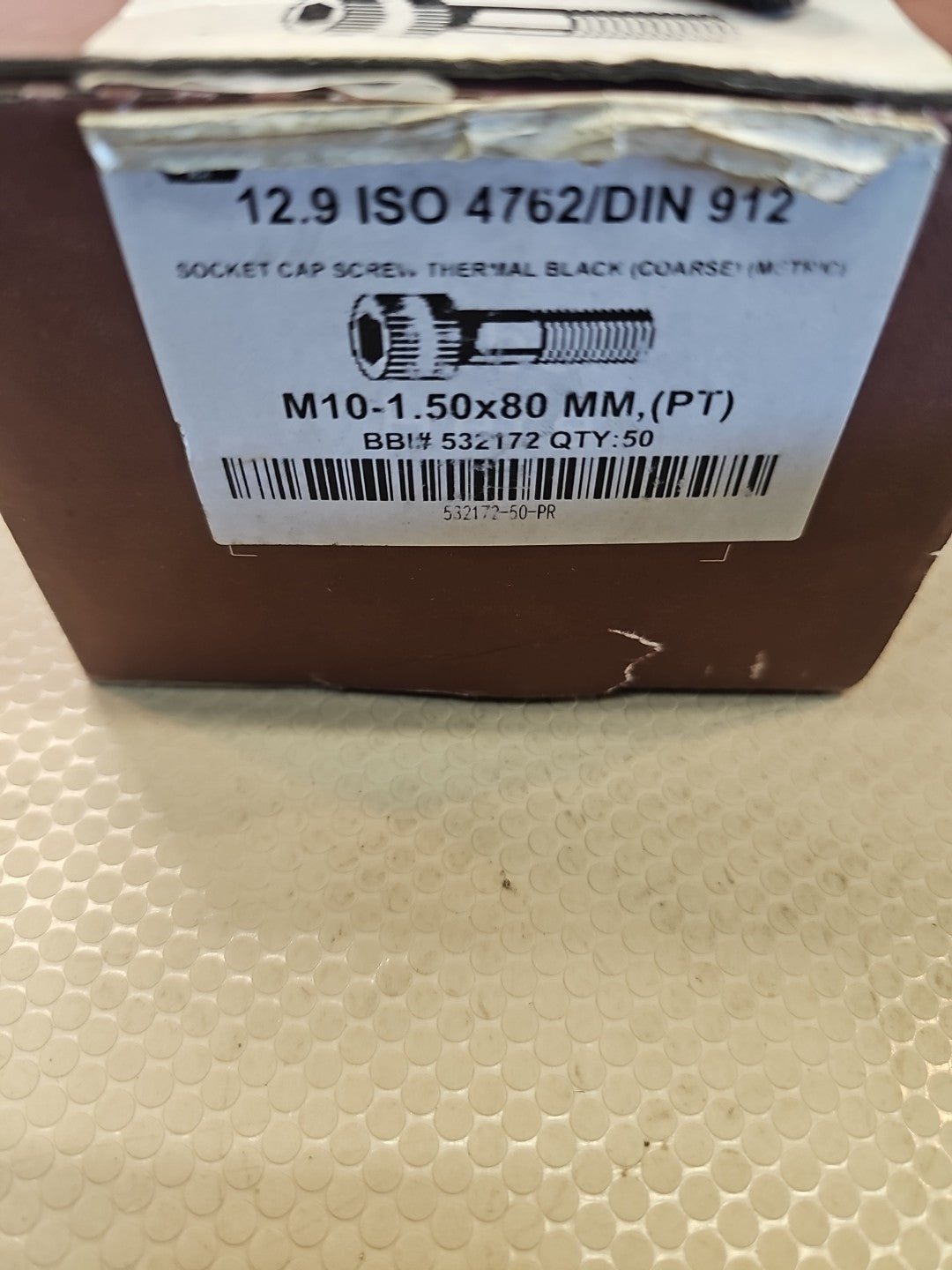 100ct) Brighton Best M10-1.5x80mm Socket Head Cap Screw, Grade 12.9, Alloy Steel