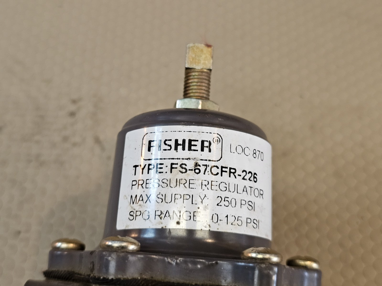 Fisher FS-67CFR-226 PRESSURE REGULATOR, 0-60PSI RANGE 250PSI MAX SUPPLY