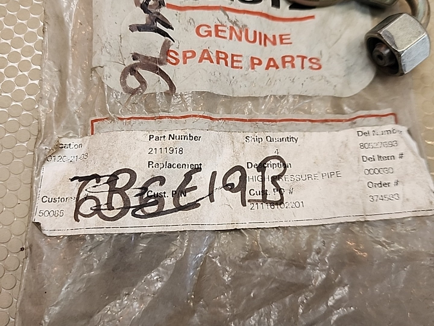 High Pressure Fuel Pipe For DEUTZ. New Part # 2111918