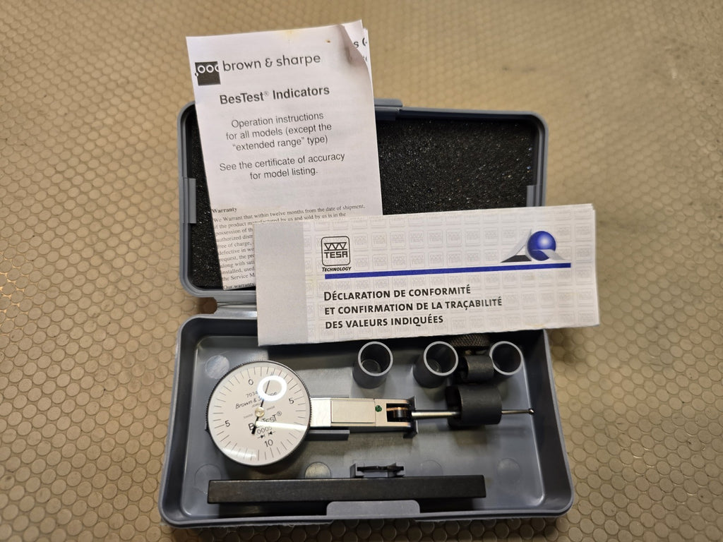 TESA Bestest Brown & Sharpe 599-7034-3 Dial Test Indicator 0.020" Range Long Sty
